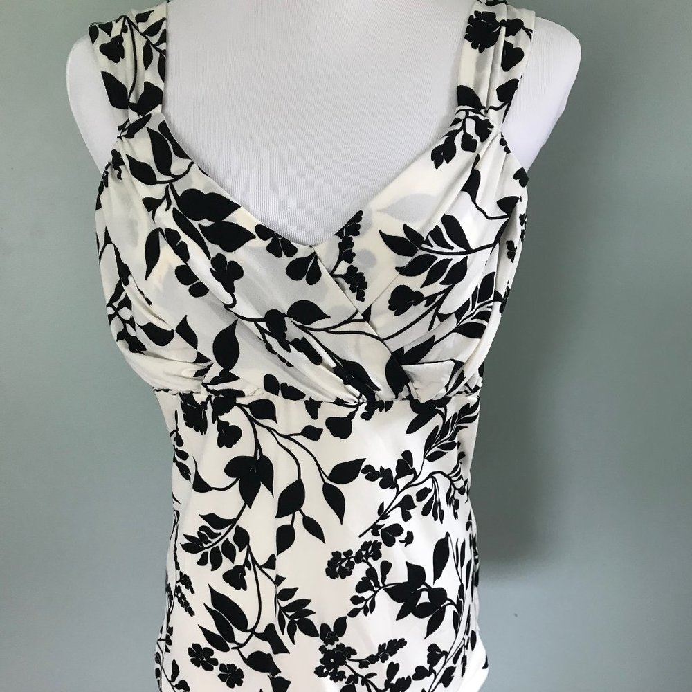 WHBM Black and Cream Floral Dress Tank, size M